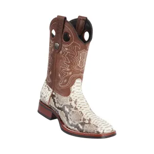 Men's Wild West Python With Rubber Sole Boots Wide Square Toe