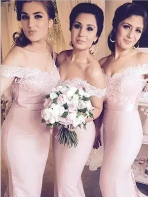 Mermaid Off Shoulder Jersey Bridesmaid Dresses Floor Length