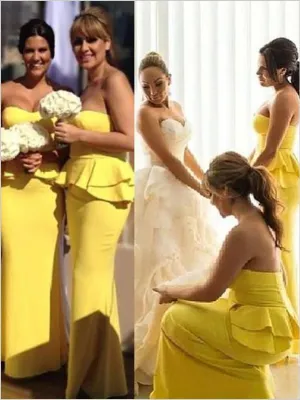 Mermaid Strapless Satin Bridesmaid Dresses Floor Length