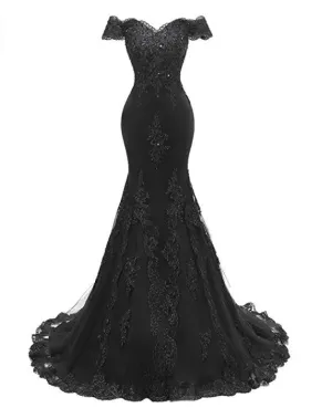 Mermiad Off The Shoulder Beaded Red Best Prom Dresses Evening Dresses for Women