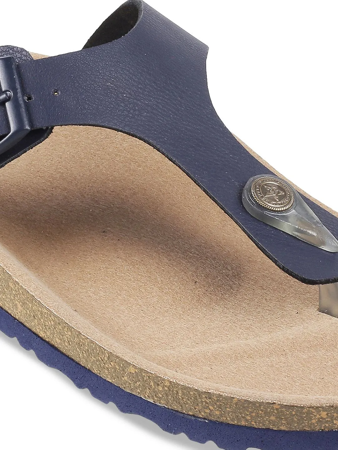 Metro Textured T-Strap Flats With Buckle Detail