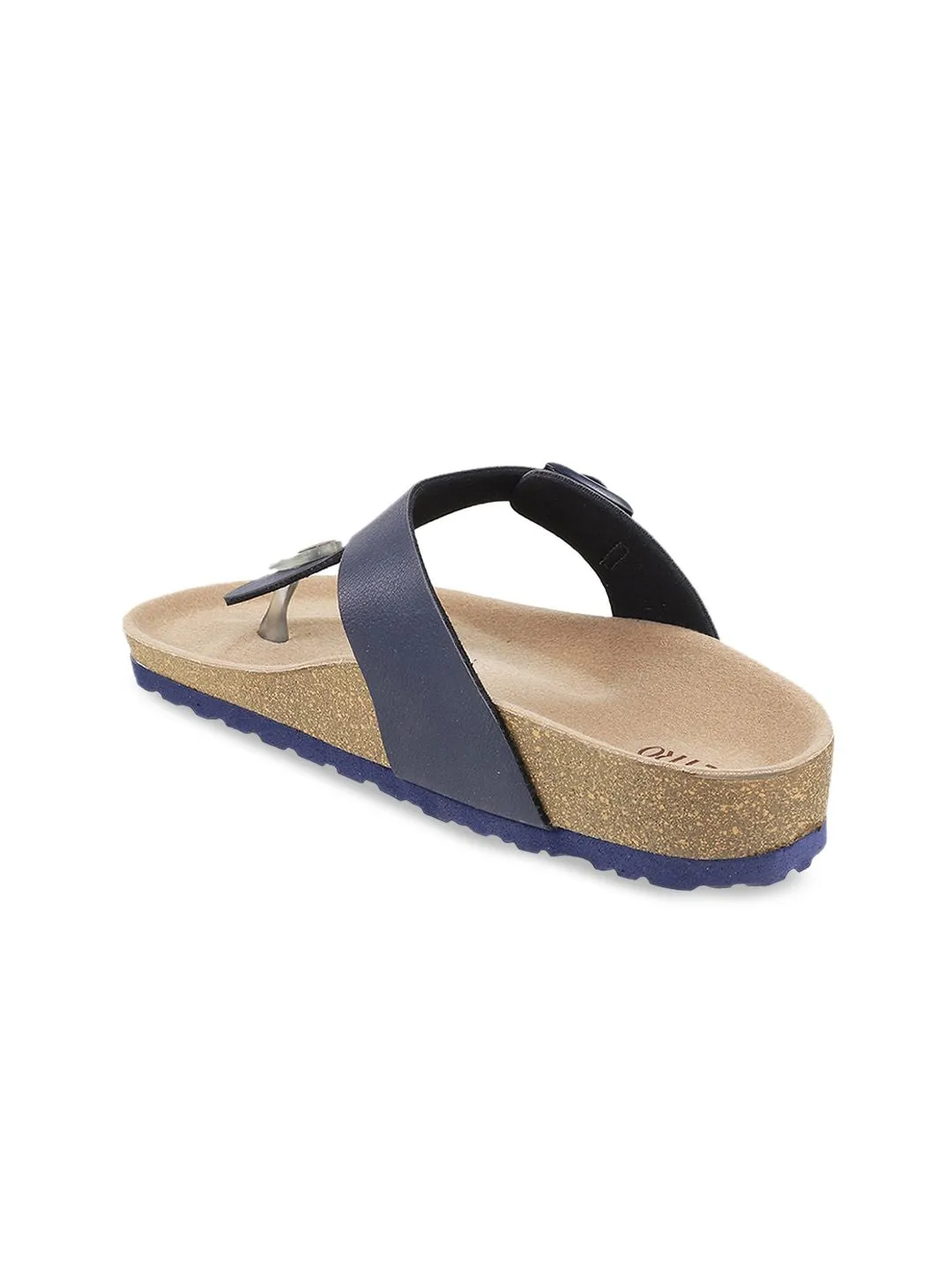 Metro Textured T-Strap Flats With Buckle Detail