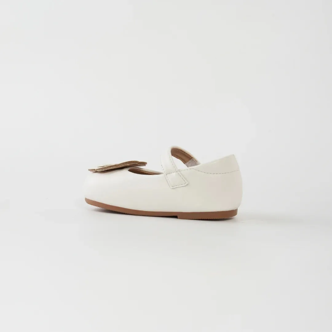 Mini Bloom Ballerina Flats in Hana White