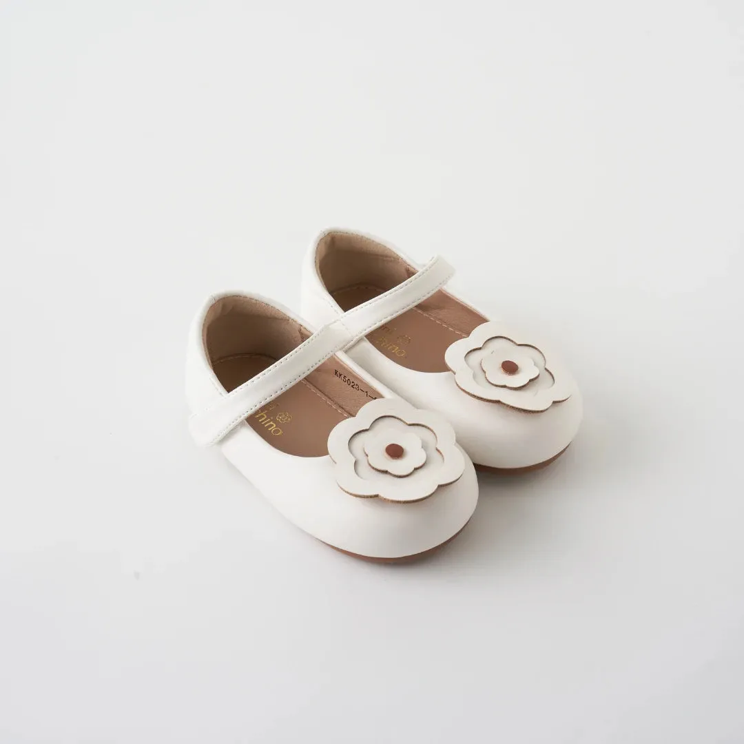 Mini Bloom Ballerina Flats in Hana White