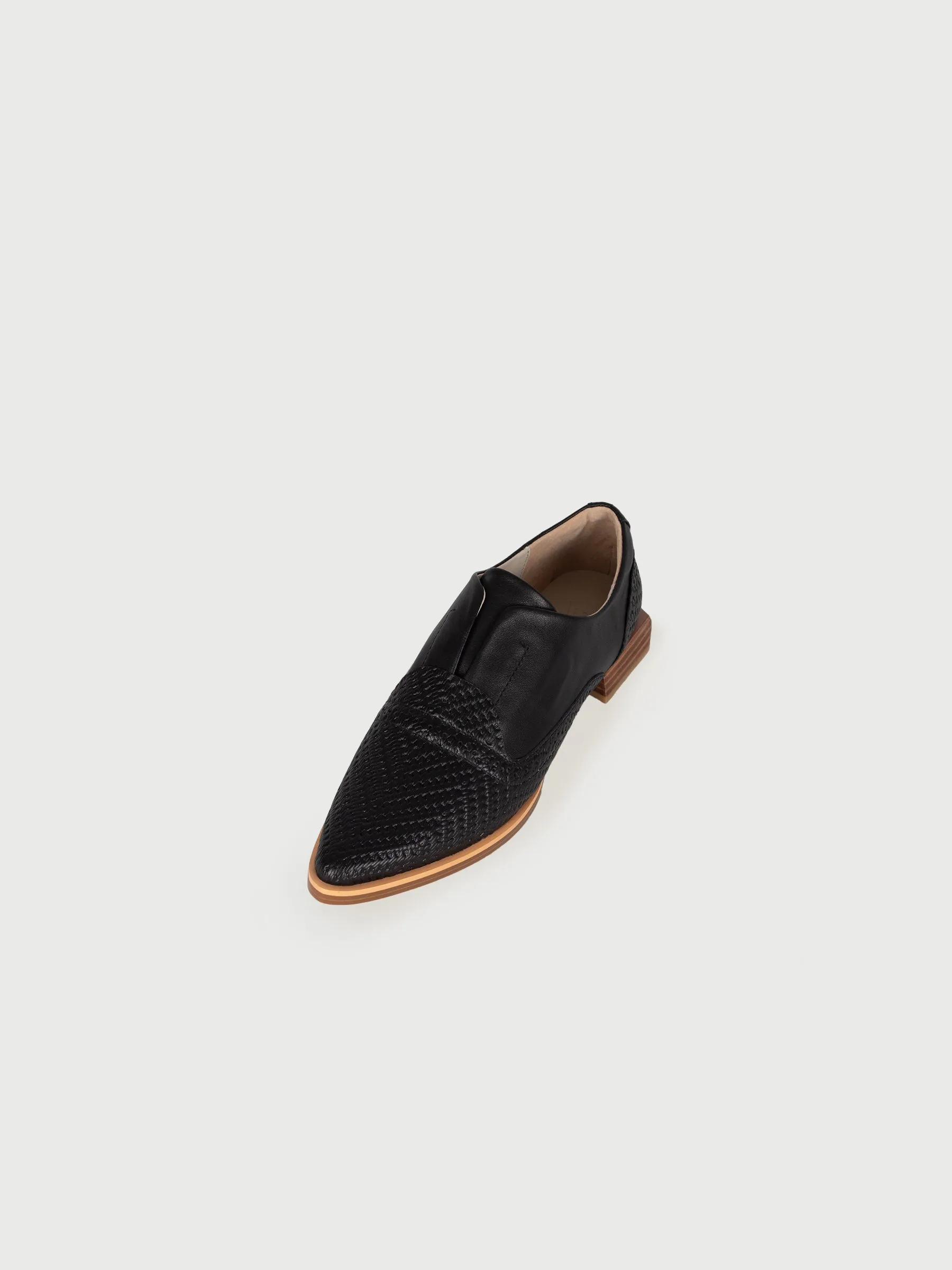Mixed-Leather Almond Loafers