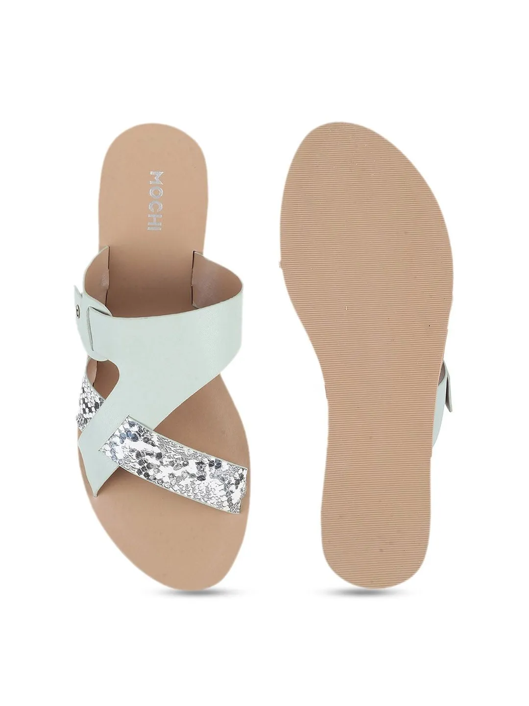 Mochi Embellished Open Toe Flats