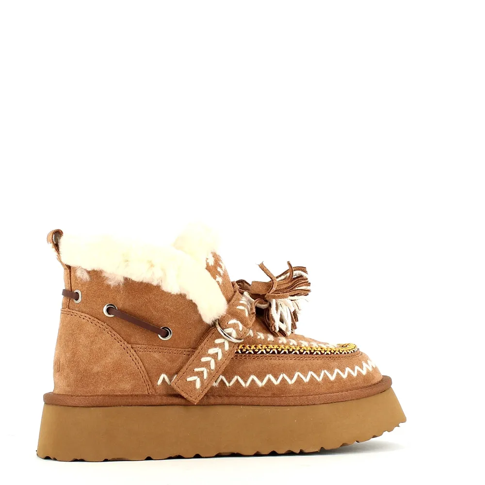 Nan-Ku Couture Embroidered Boot Camel