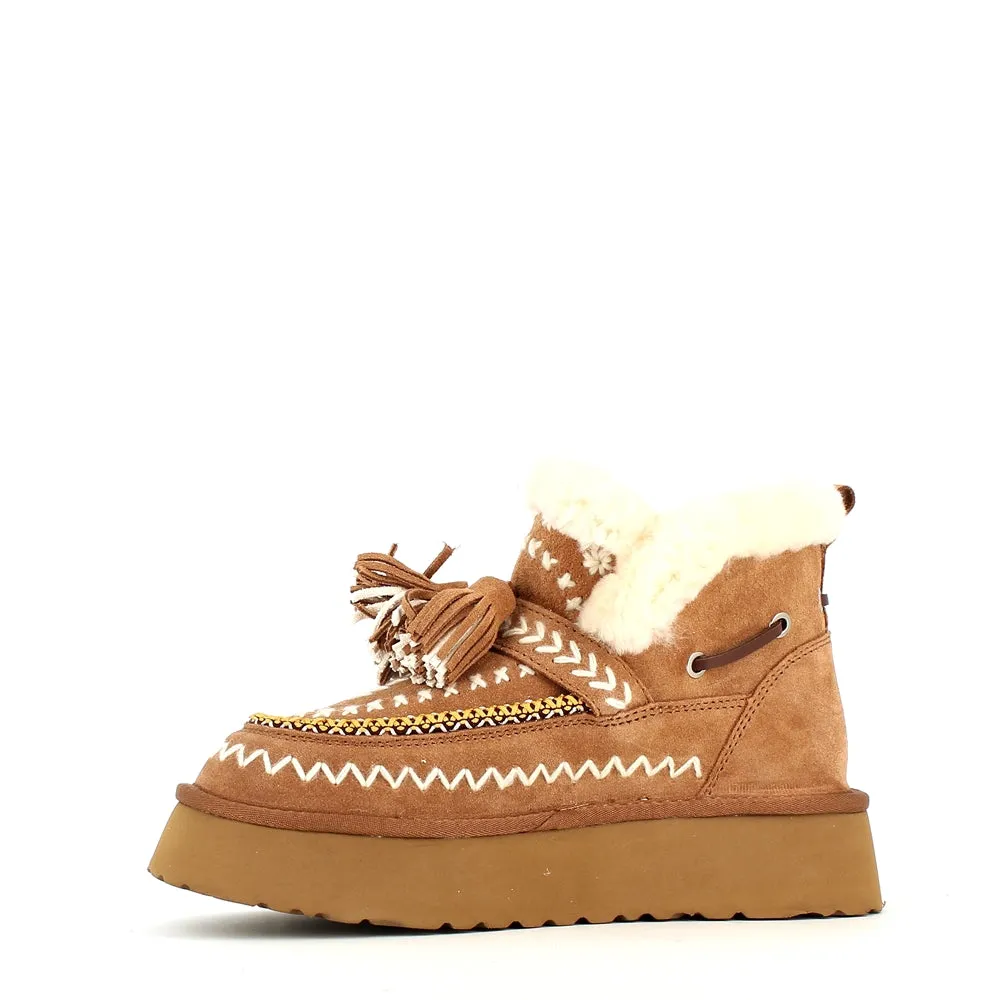 Nan-Ku Couture Embroidered Boot Camel