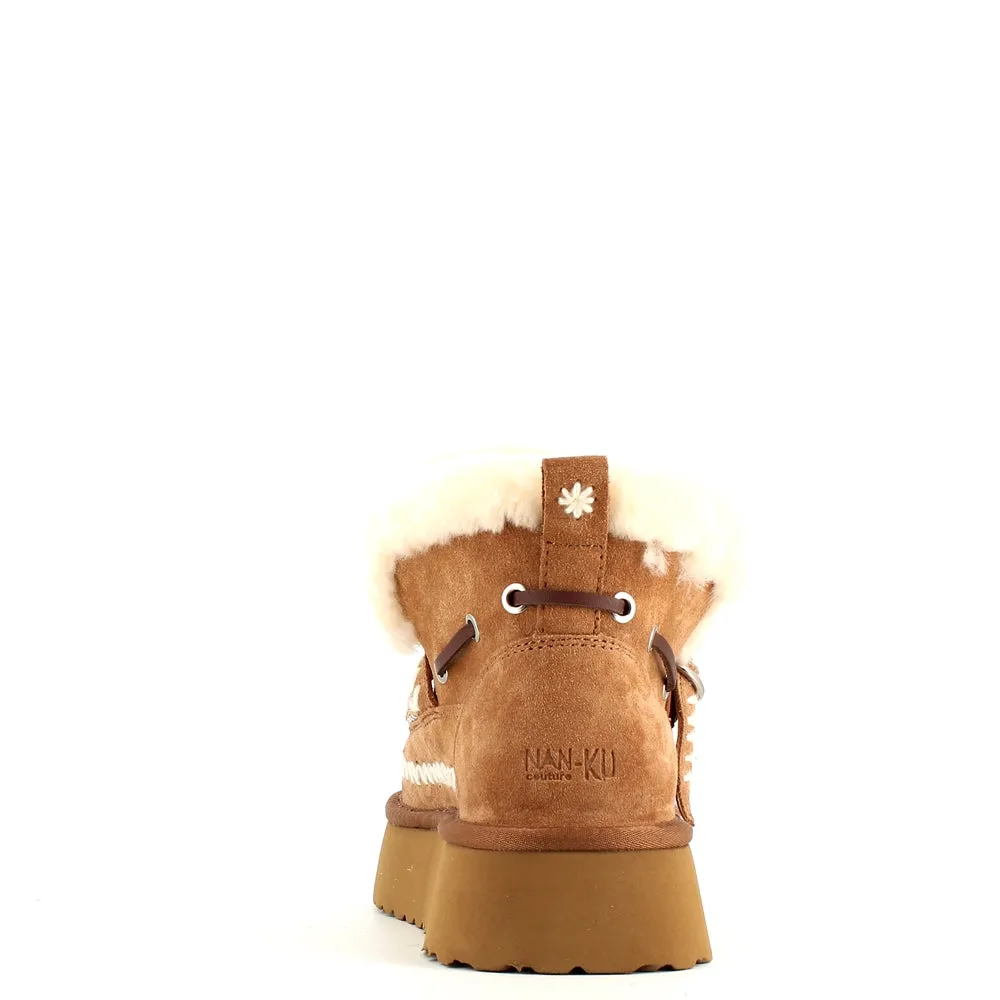 Nan-Ku Couture Embroidered Boot Camel