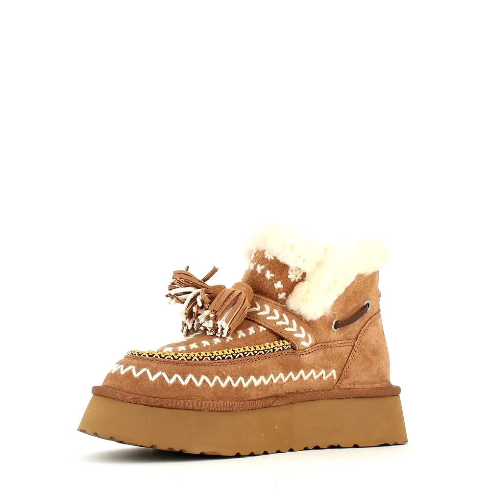 Nan-Ku Couture Embroidered Boot Camel