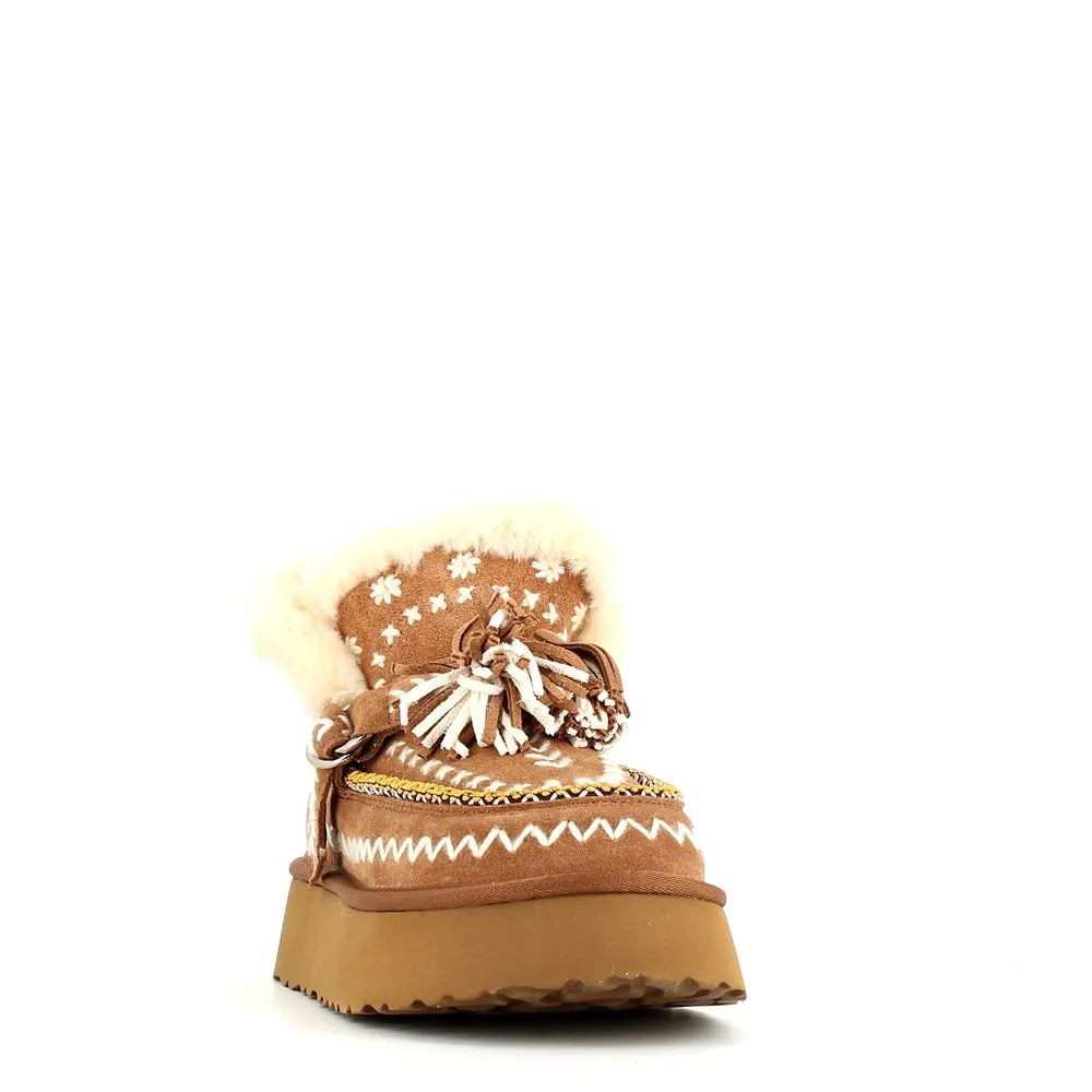 Nan-Ku Couture Embroidered Boot Camel