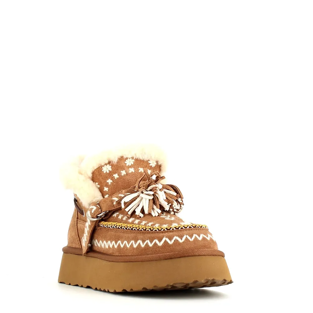 Nan-Ku Couture Embroidered Boot Camel