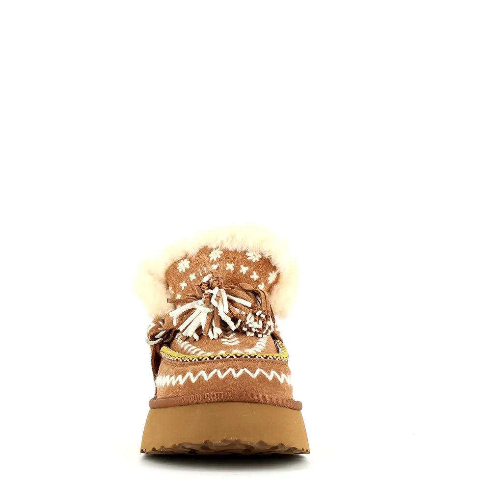 Nan-Ku Couture Embroidered Boot Camel