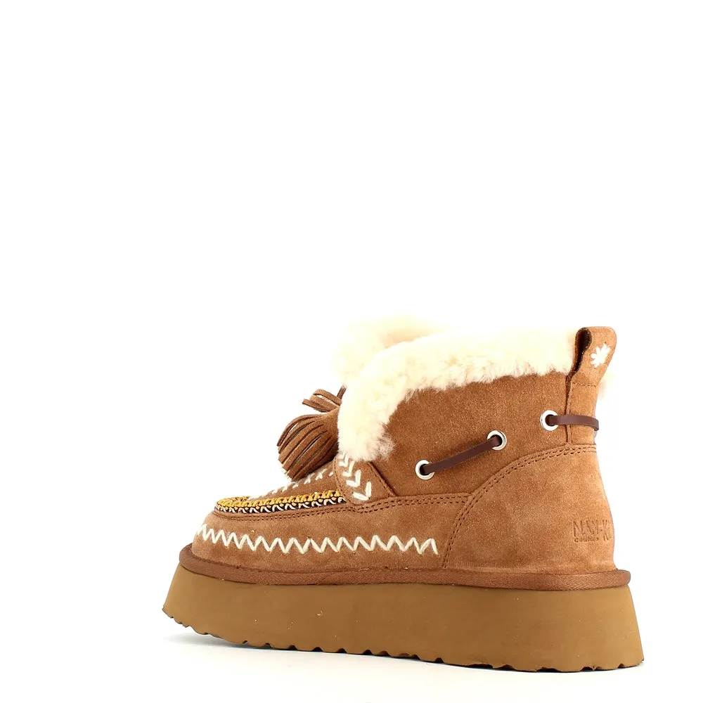Nan-Ku Couture Embroidered Boot Camel