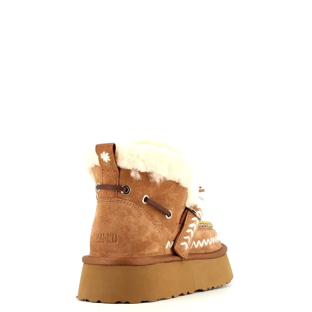 Nan-Ku Couture Embroidered Boot Camel