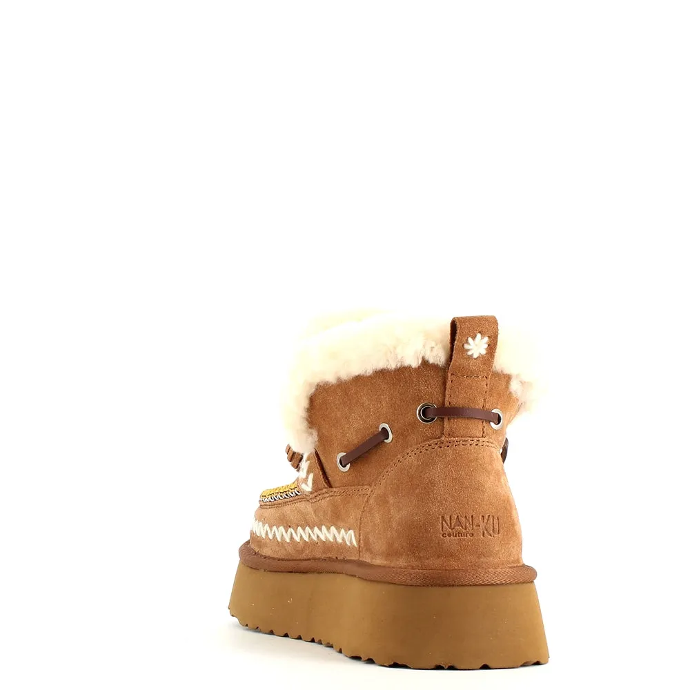 Nan-Ku Couture Embroidered Boot Camel
