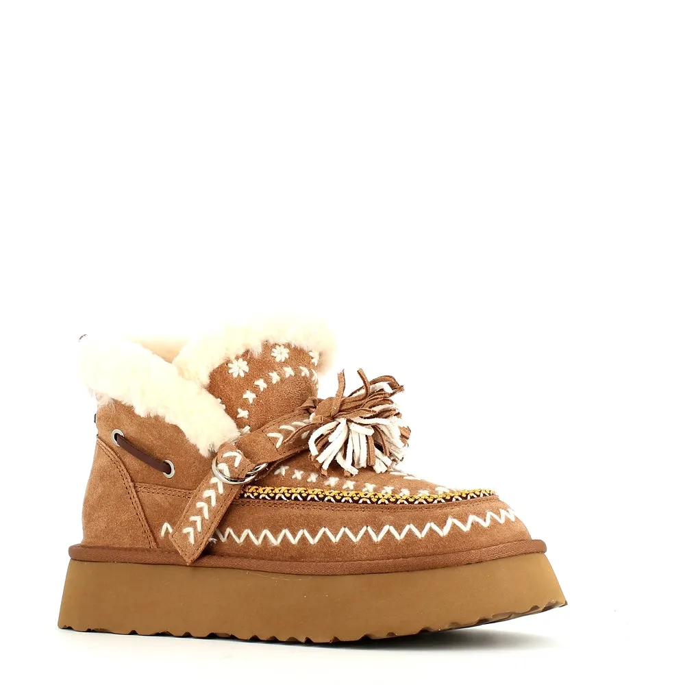 Nan-Ku Couture Embroidered Boot Camel