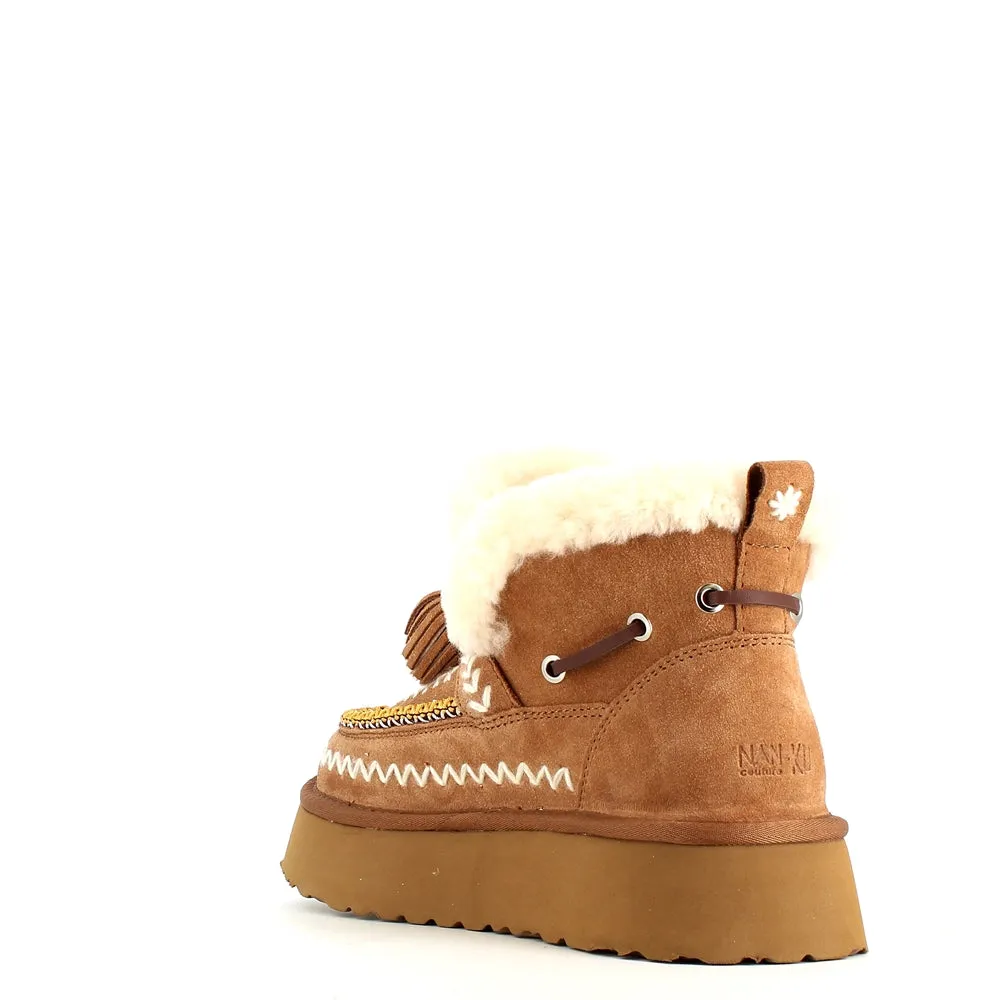 Nan-Ku Couture Embroidered Boot Camel