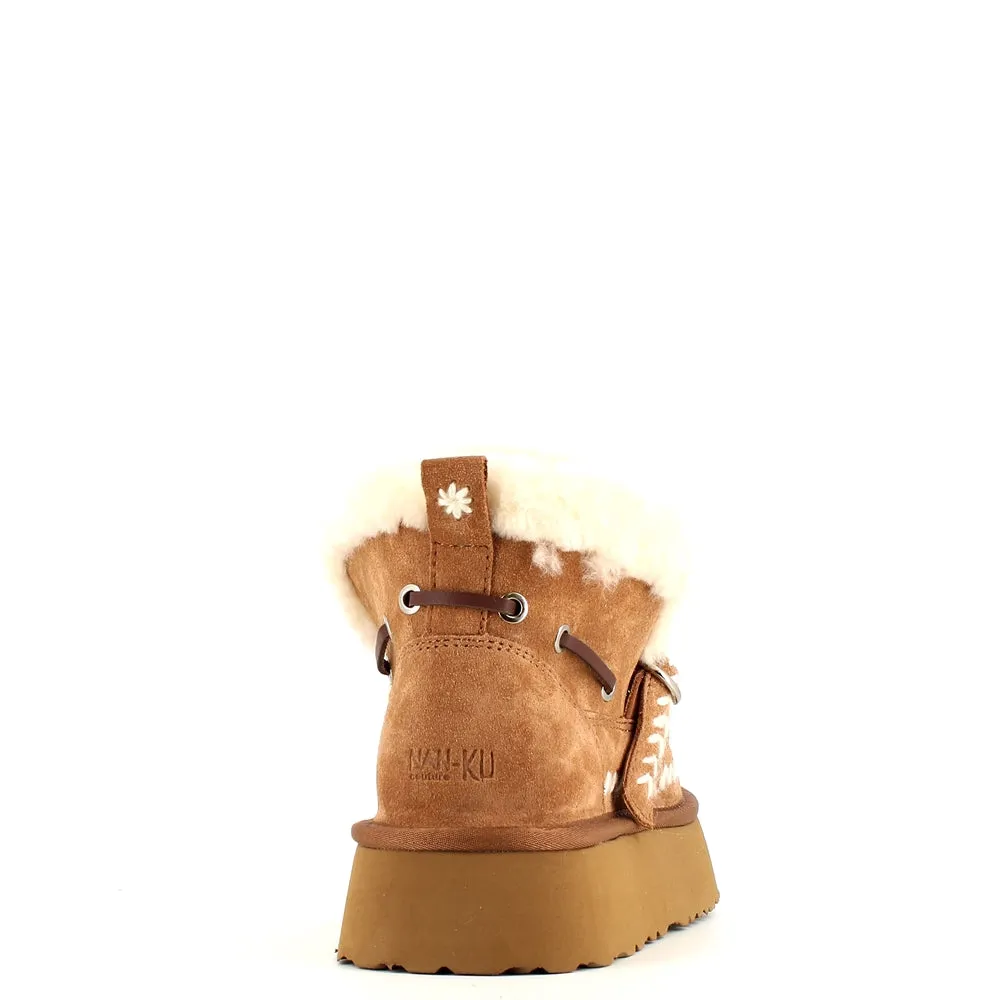 Nan-Ku Couture Embroidered Boot Camel