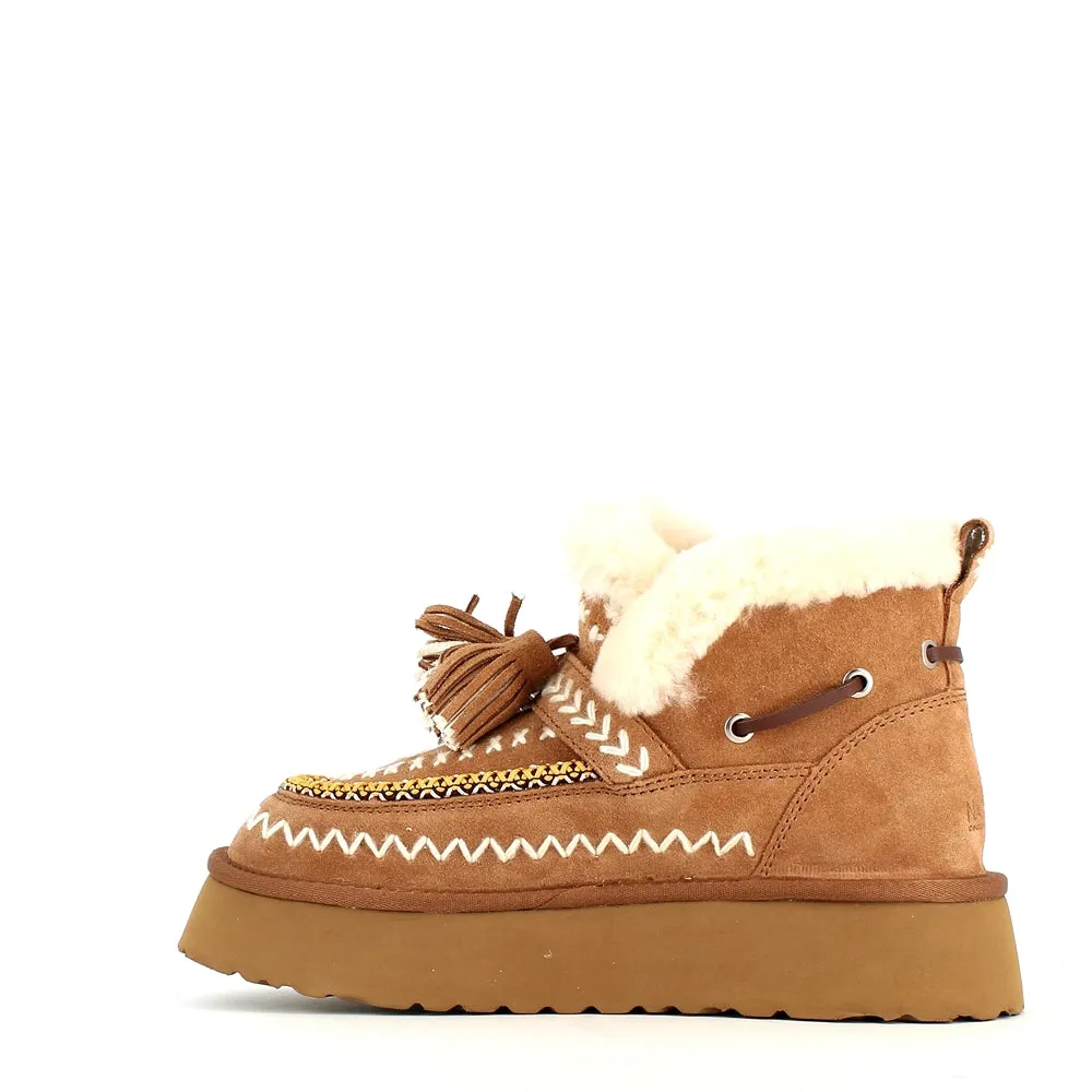 Nan-Ku Couture Embroidered Boot Camel