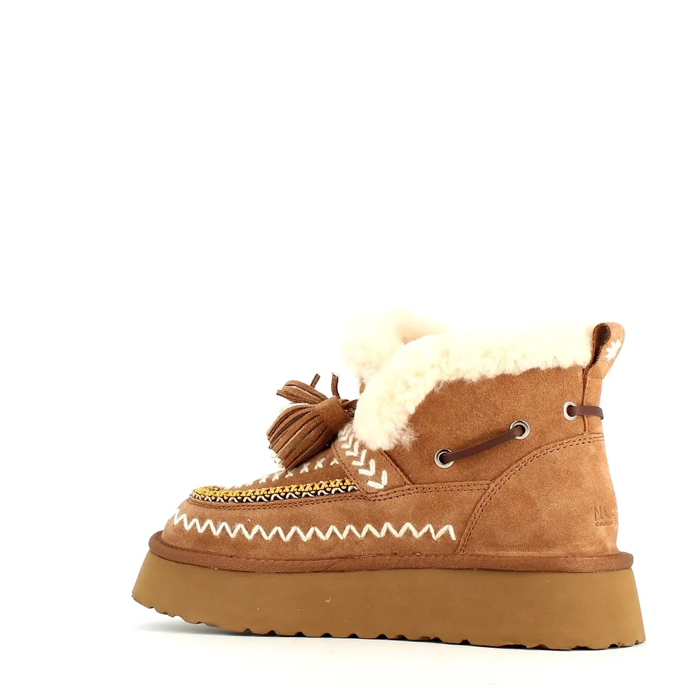 Nan-Ku Couture Embroidered Boot Camel