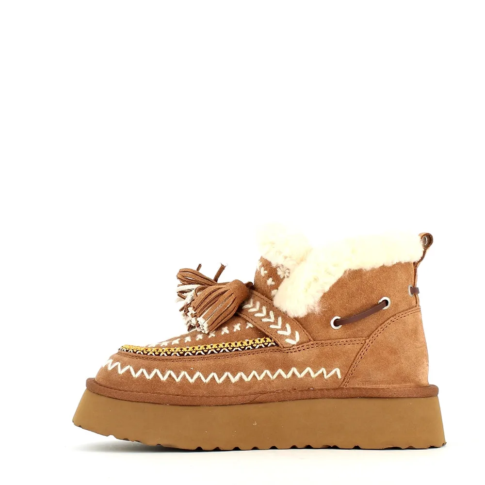 Nan-Ku Couture Embroidered Boot Camel