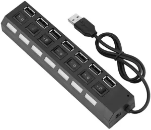 NEW 7 Port USB Hub, 480Mbps 7 Port USB Hub No Conflict Plug & Play 7 Port USB 2.0 Hub, Super Speed 7-Port USB Data Hub, USB Extension for Laptop, PC Computer, for Mouse/Printer/Scanner