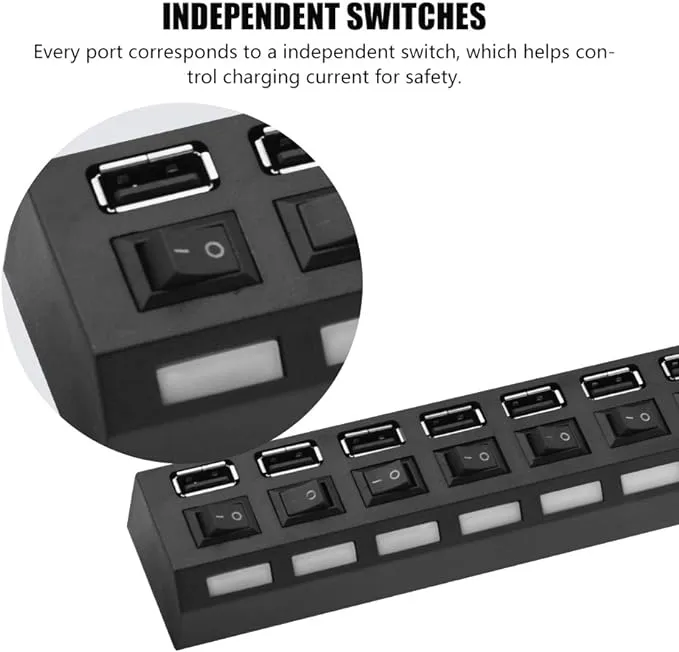 NEW 7 Port USB Hub, 480Mbps 7 Port USB Hub No Conflict Plug & Play 7 Port USB 2.0 Hub, Super Speed 7-Port USB Data Hub, USB Extension for Laptop, PC Computer, for Mouse/Printer/Scanner