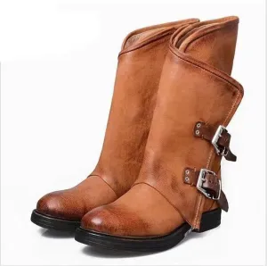 New autumn/winter  low heel side with belt buckle boots in female 40-43