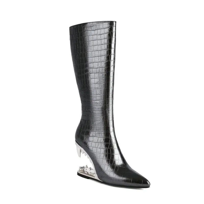 Nicole – Tiger Teeth Women’s Knee High Boots