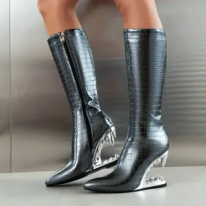 Nicole – Tiger Teeth Women’s Knee High Boots
