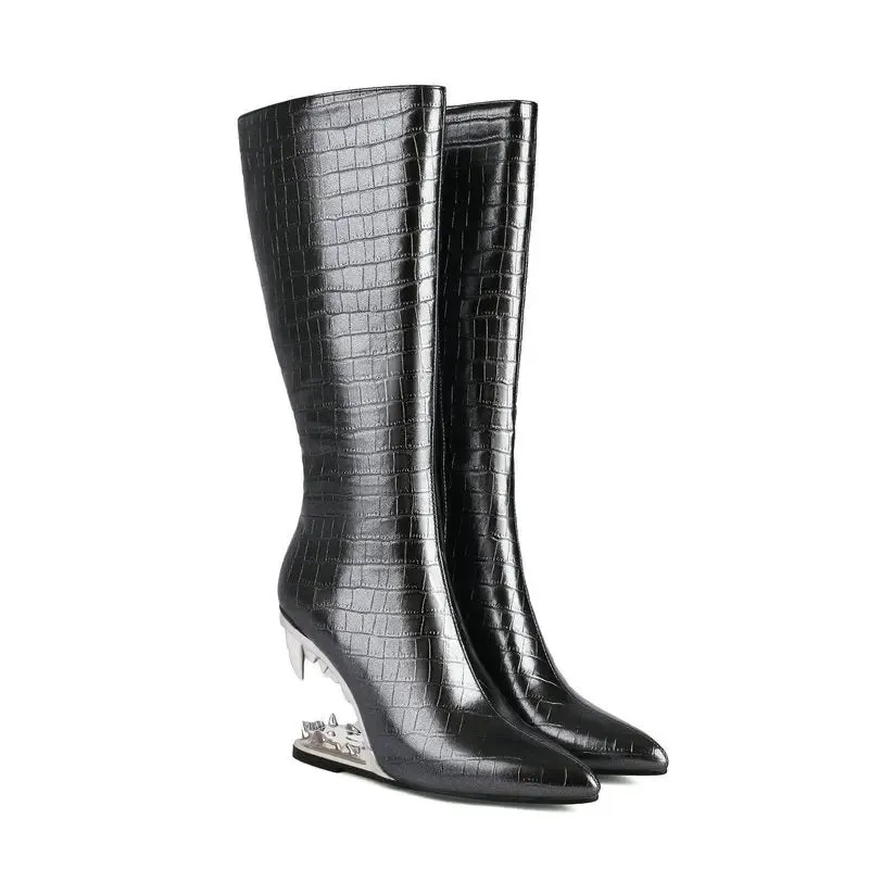 Nicole – Tiger Teeth Women’s Knee High Boots