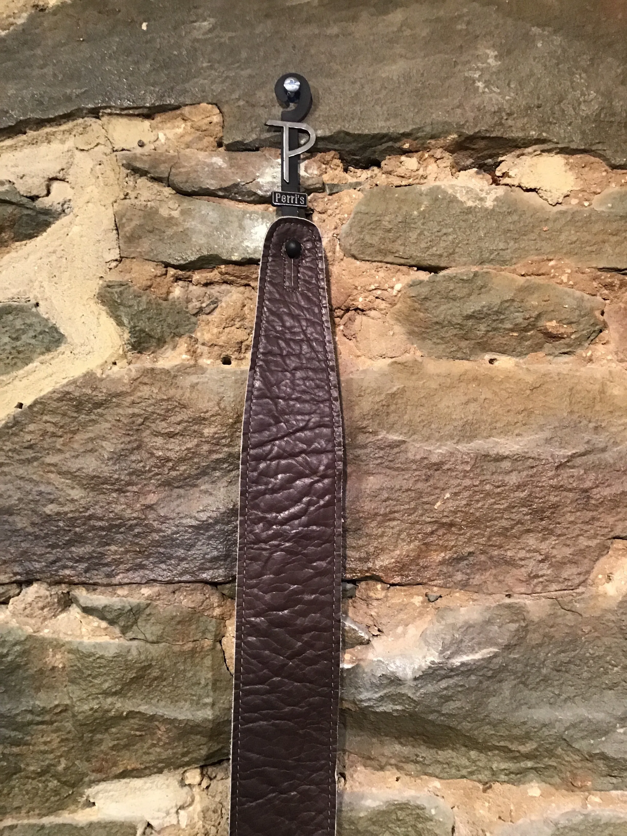 Perri’s Leathers 2.5” brown saddle leather guitar strap