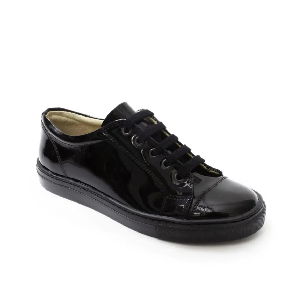 Petasil Peel - Black Patent Leather Lace Up School Shoe