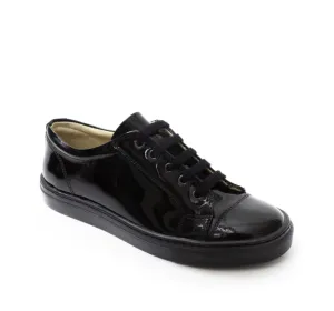Petasil Peel - Black Patent Leather Lace Up School Shoe