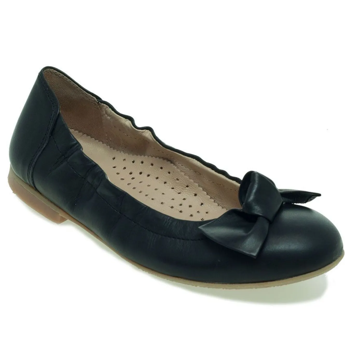 Petasil School Shoes, Luana Black Leather