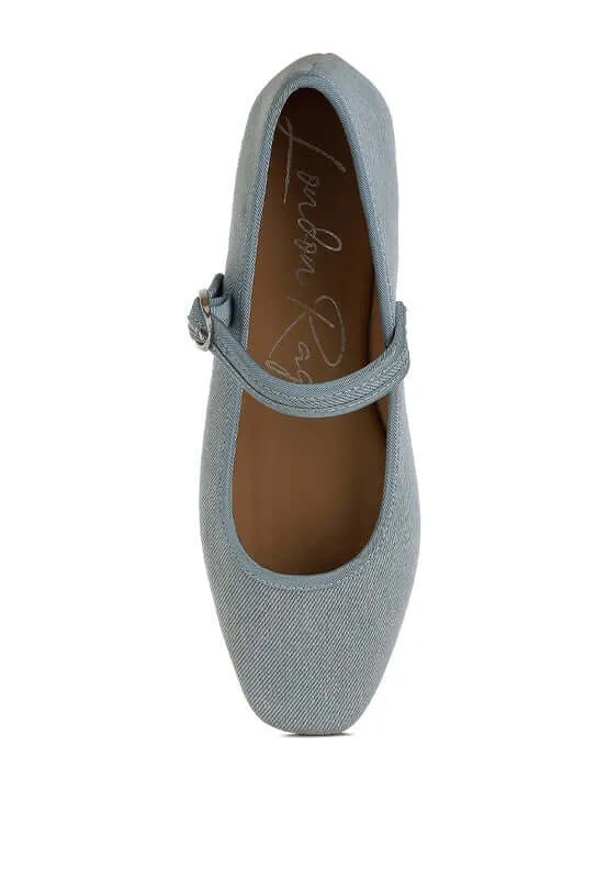 Phoebe Denim Pin Buckle Ballerinas