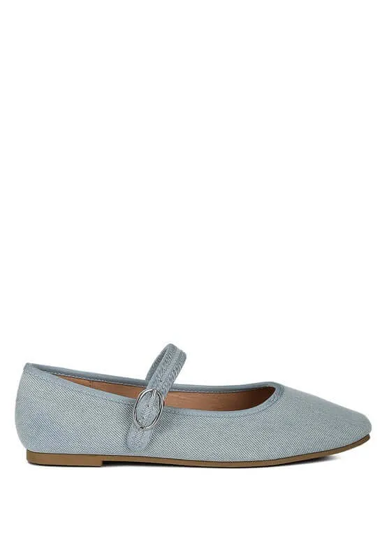 Phoebe Denim Pin Buckle Ballerinas