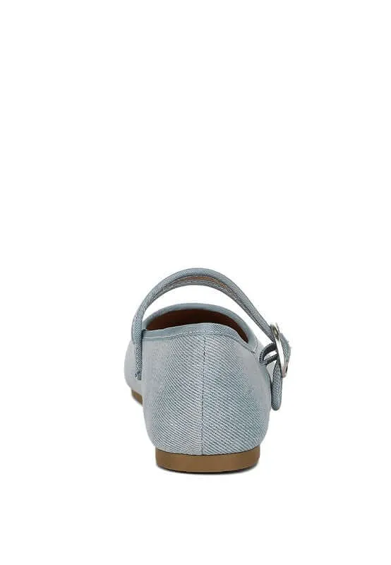 Phoebe Denim Pin Buckle Ballerinas