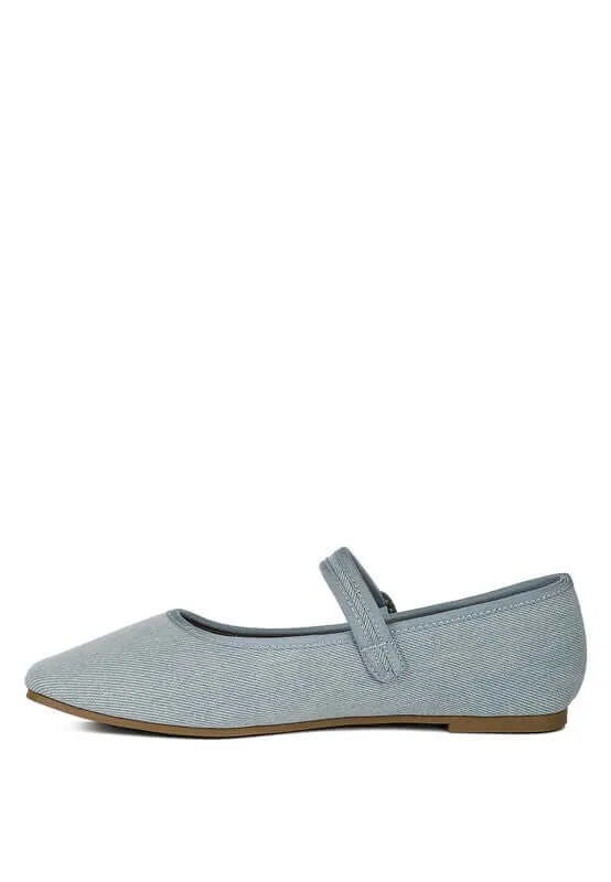 Phoebe Denim Pin Buckle Ballerinas