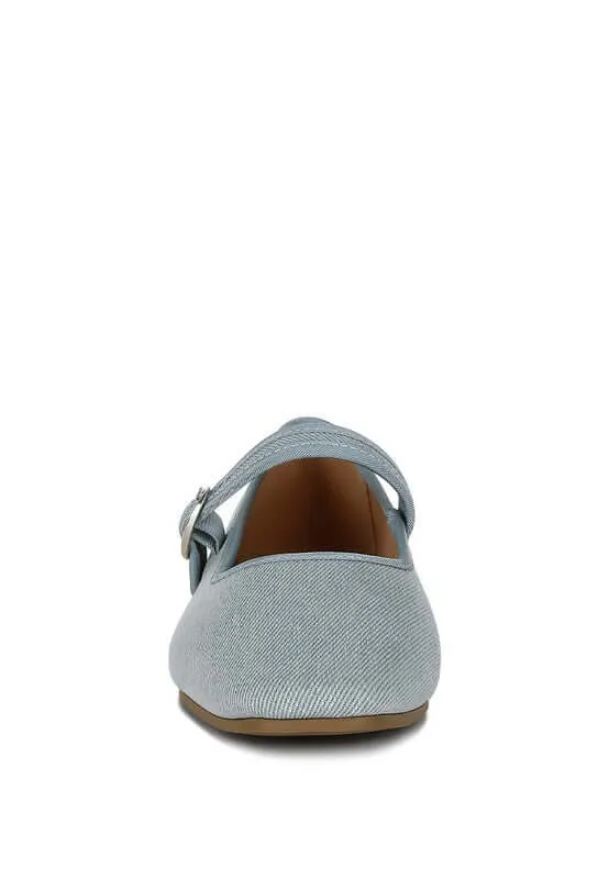 Phoebe Denim Pin Buckle Ballerinas