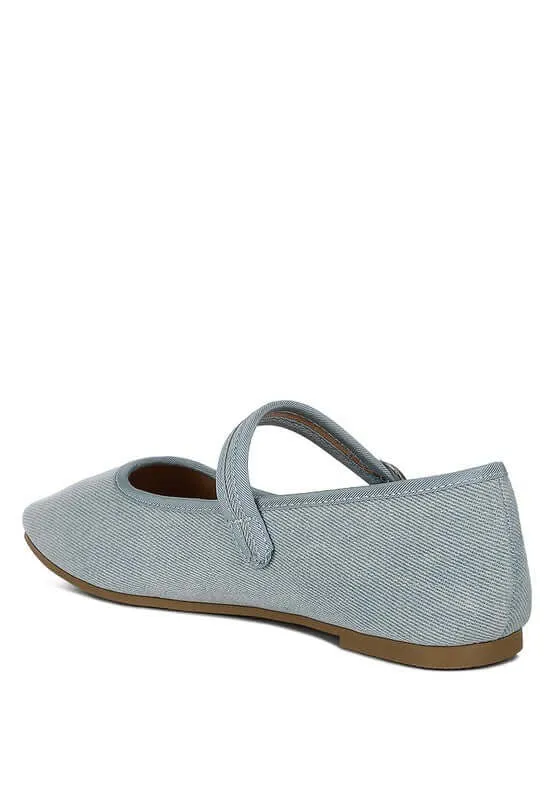 Phoebe Denim Pin Buckle Ballerinas