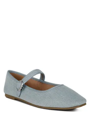 Phoebe Denim Pin Buckle Ballerinas
