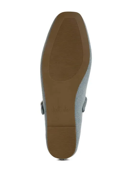 Phoebe Denim Pin Buckle Ballerinas