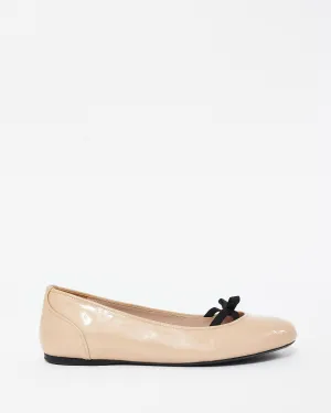 Prada Beige Patent Leather Ballerina Flats - 39