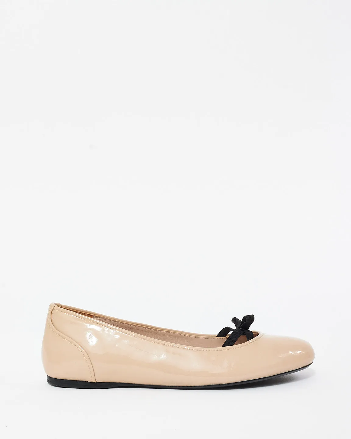 Prada Beige Patent Leather Ballerina Flats - 39
