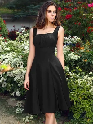 Princess Chiffon Bridesmaid Dresses,Square Sleeveless Short Bridesmaid Dresses