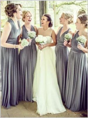Princess Chiffon Sleeveless Bridesmaid Dresses Floor Length