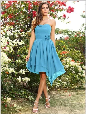 Princess Chiffon Sweetheart Bridesmaid Dresses,Strapless Short Bridesmaid Dresses