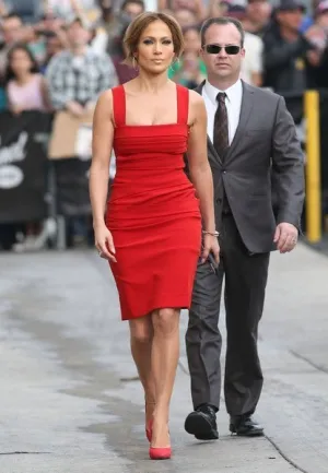 Red Jennifer Lopez Dress Red Square-neck Cocktail Homecoming Dress